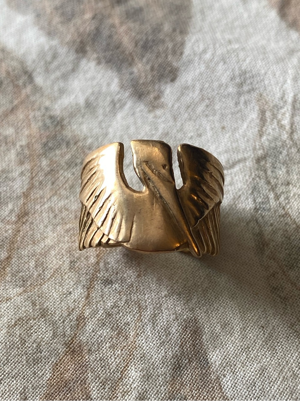 Bronze Pelican petite ring Mimosa Handcrafted adjustable size 5.5 - Picture 5 of 5